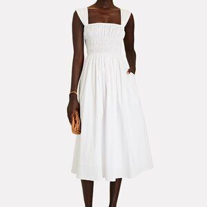 STAUD Ida smocked midi dress (NWT)